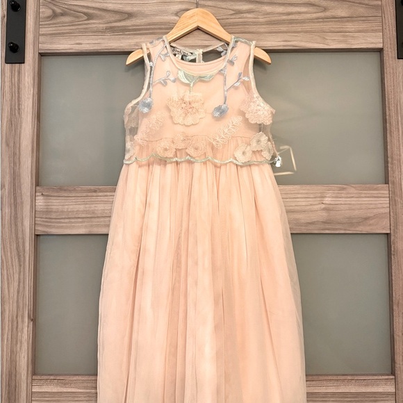 Elegant Blush Pink Floral Kids Dress - Picture 2 of 12